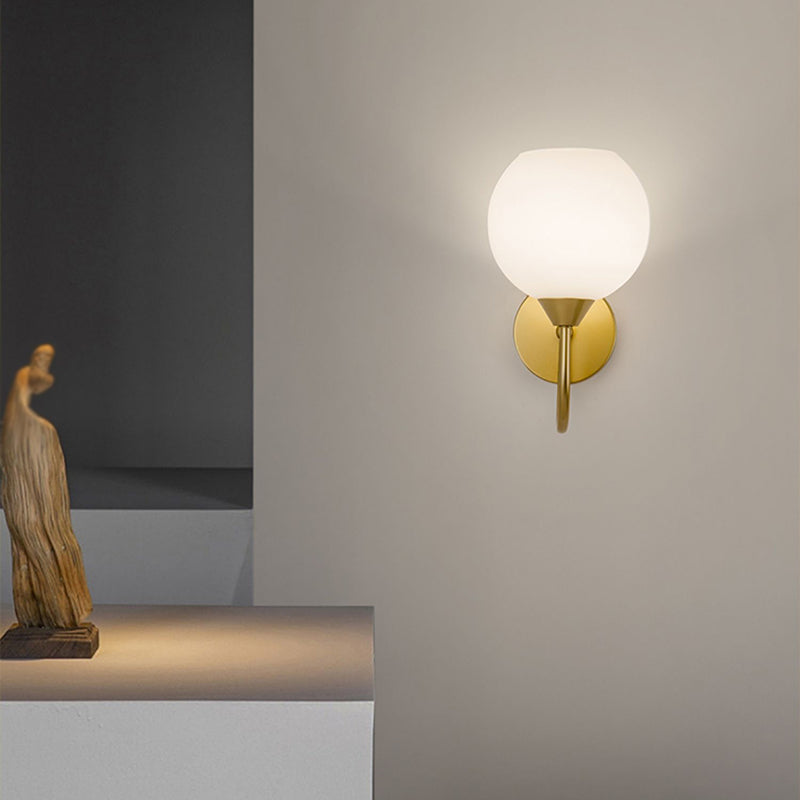 Nordic Style Wall Light Ball Shape Wall Lamp with Glass Shade for Bedroom