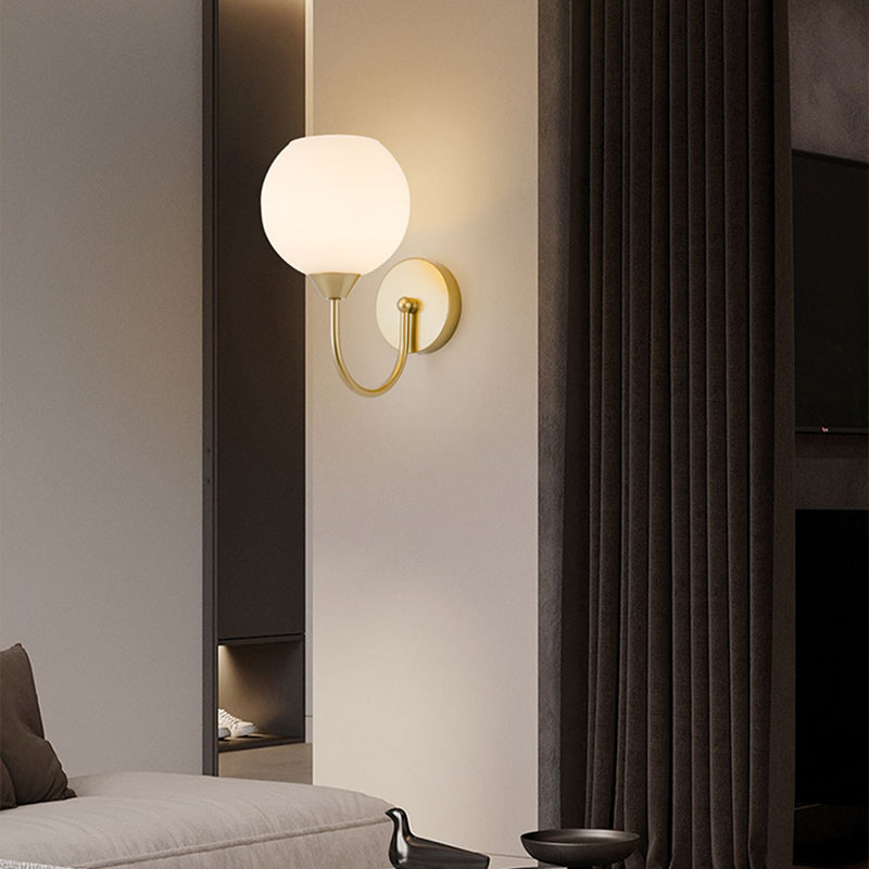 Nordic Style Wall Light Ball Shape Wall Lamp with Glass Shade for Bedroom