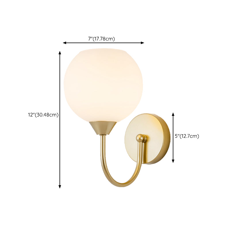 Nordic Style Wall Light Ball Shape Wall Lamp with Glass Shade for Bedroom