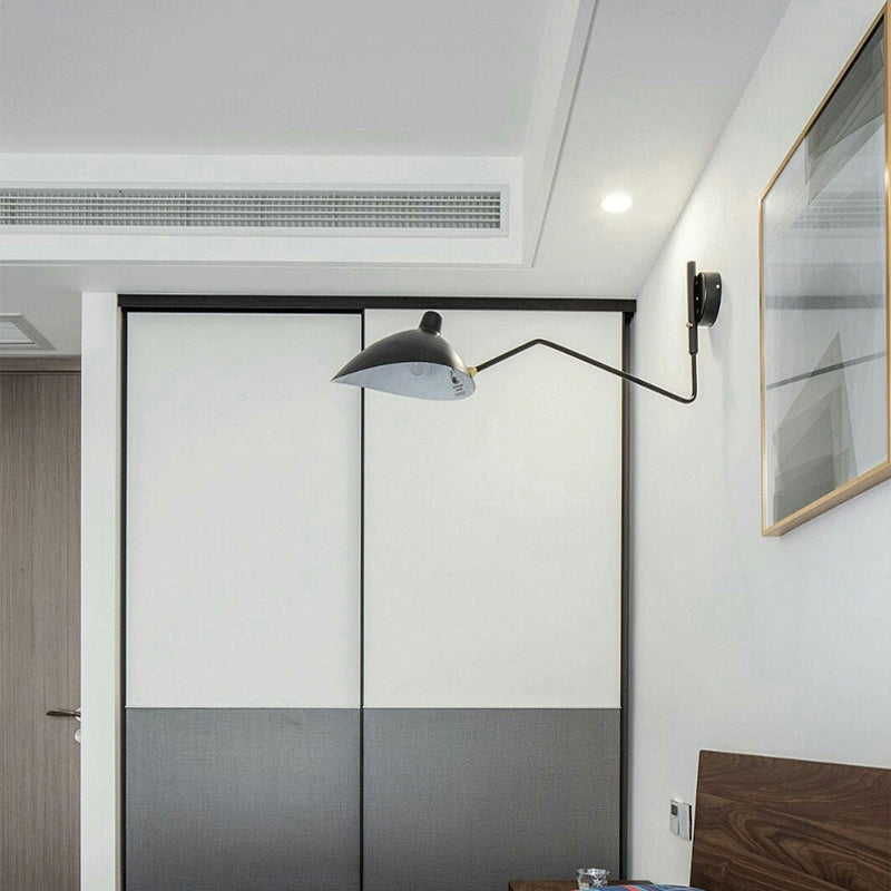 Contemporary Armed Wall Light Sconce Metal 1-Light Flush Mount Wall Sconce