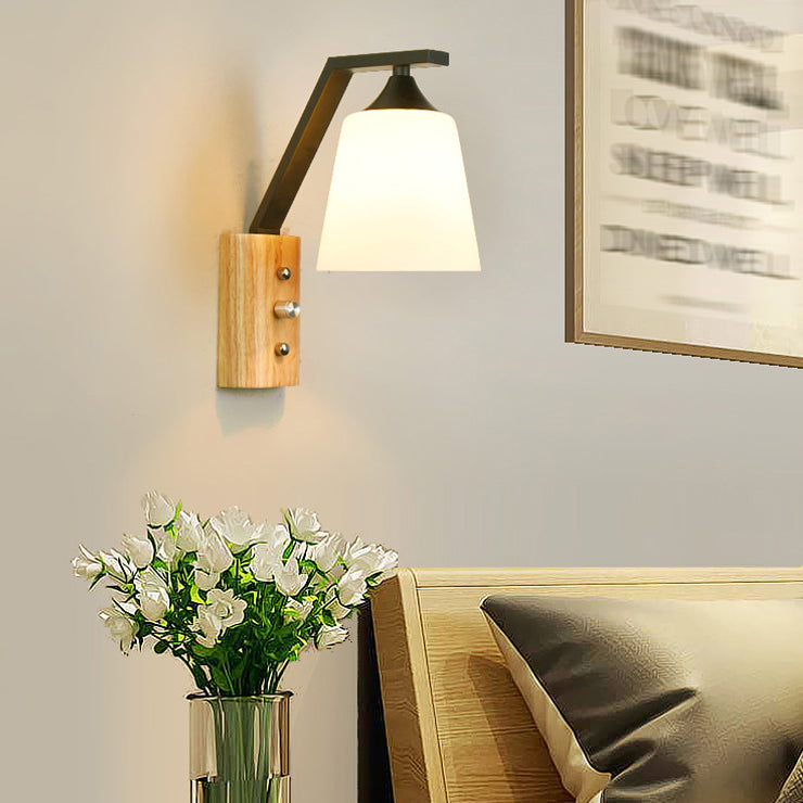 Nordic Style Wooden Wall Light Cylinder Shape Wall Lamp for Living Room