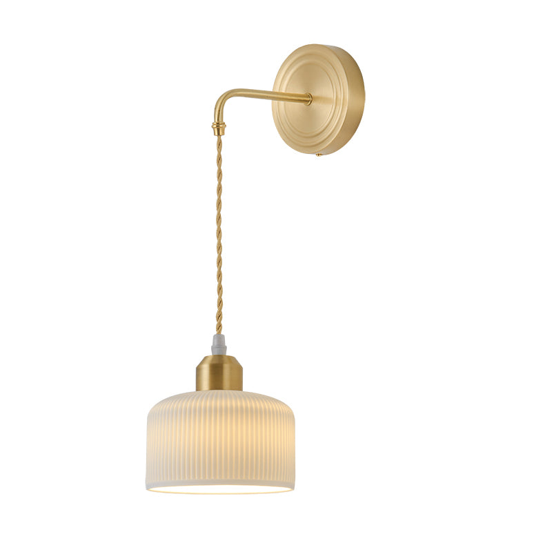 Nordic Style Wall Light Cylinder Shape Wall Lamp with Ceramic Shade for Bedroom