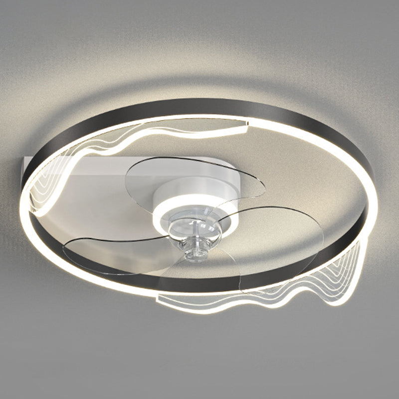 Metal Round Shape Ceiling Fan Modern Style Multi Lights Ceiling Fans Fixtures