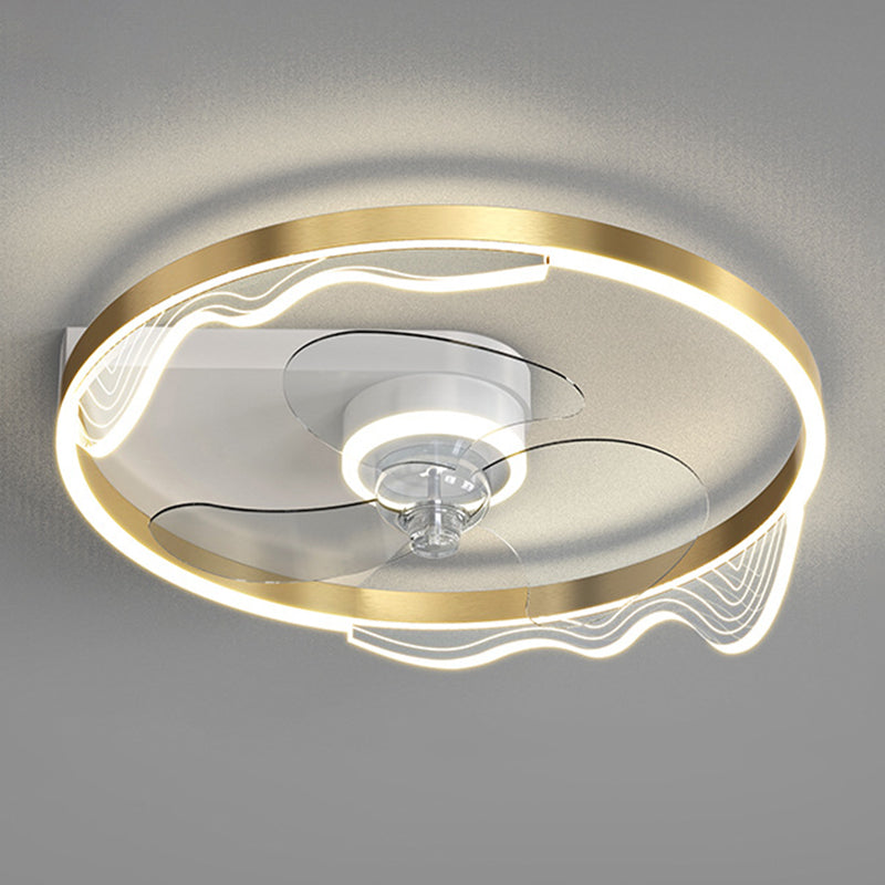 Metal Round Shape Ceiling Fan Modern Style Multi Lights Ceiling Fans Fixtures