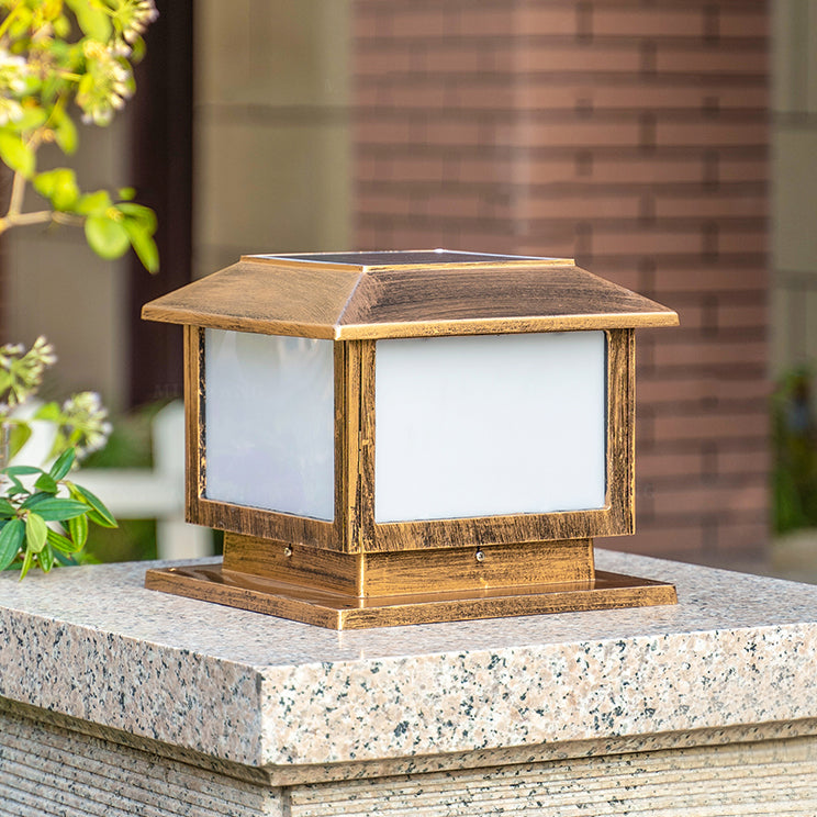 Geometric LED Pillar Light Modern Solar Lighting Fixture for Garden