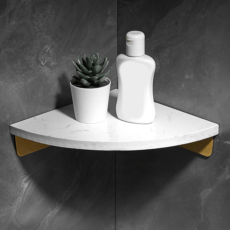 Marble 2 Piece Bathroom Accessory Set Brushed Metal Bath Shelf