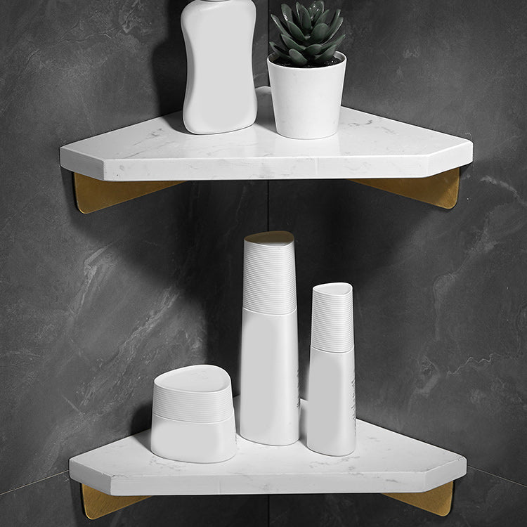 Marble 2 Piece Bathroom Accessory Set Brushed Metal Bath Shelf