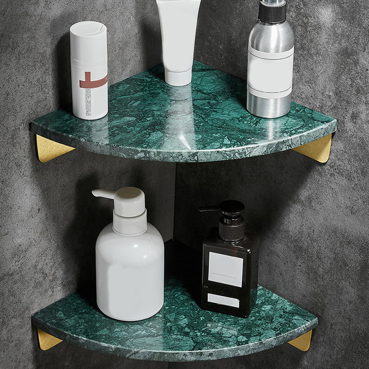 Marble 2 Piece Bathroom Accessory Set Brushed Metal Bath Shelf