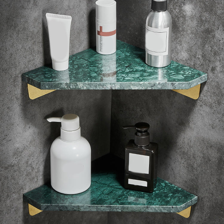 Marble 2 Piece Bathroom Accessory Set Brushed Metal Bath Shelf