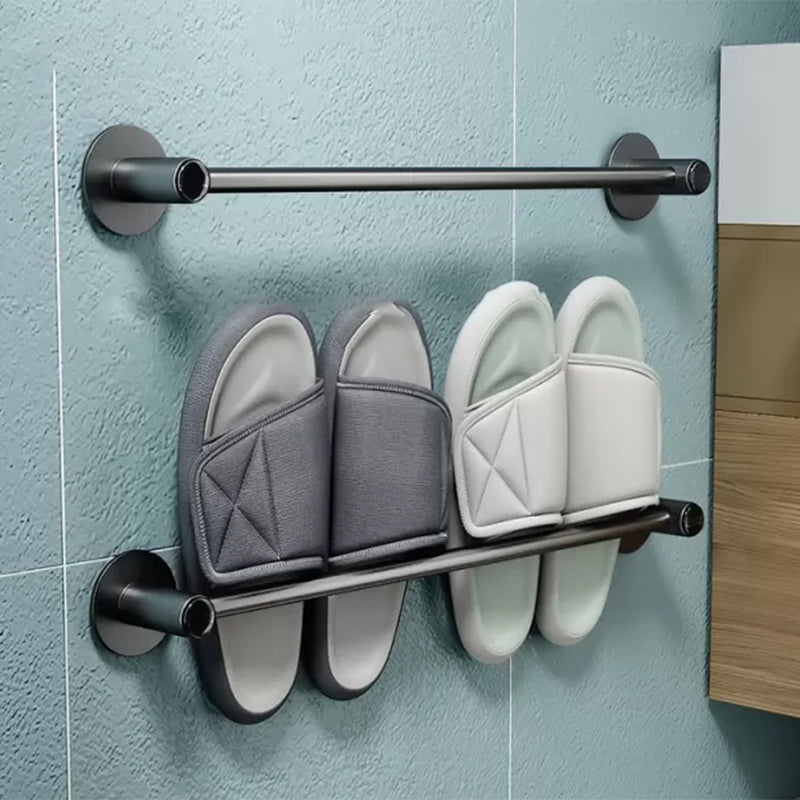 2-Piece Modern Bathroom Accessory Set Metal Slipper Rack/Towel Bar