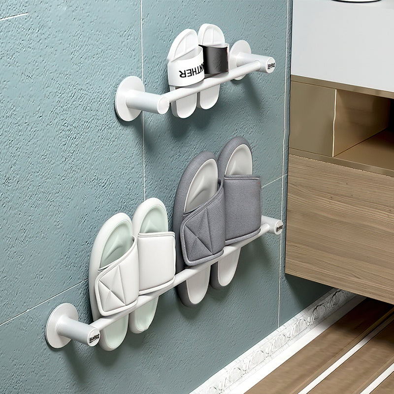 2-Piece Modern Bathroom Accessory Set Metal Slipper Rack/Towel Bar