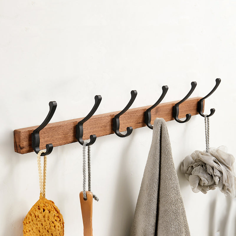 Solid Wood Bathroom Accessory Set Foldable Metal Bathroom Hardware