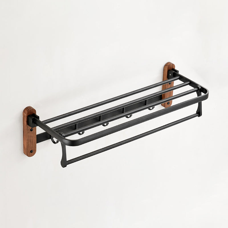 Solid Wood Bathroom Accessory Set Foldable Metal Bathroom Hardware