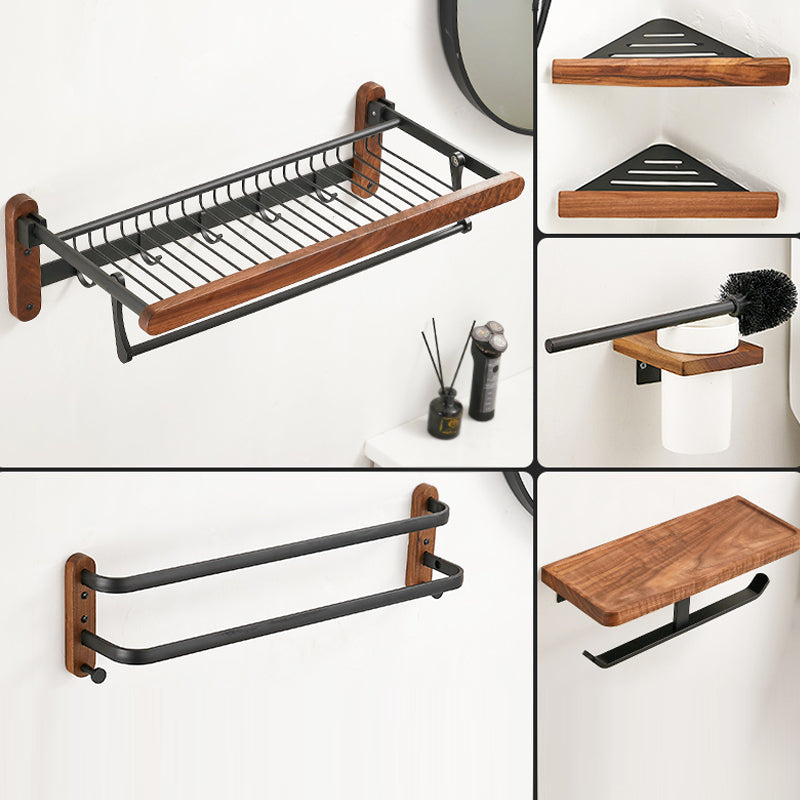 Solid Wood Bathroom Accessory Set Foldable Metal Bathroom Hardware