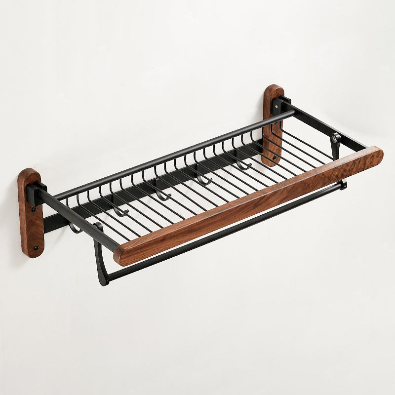 Solid Wood Bathroom Accessory Set Foldable Metal Bathroom Hardware