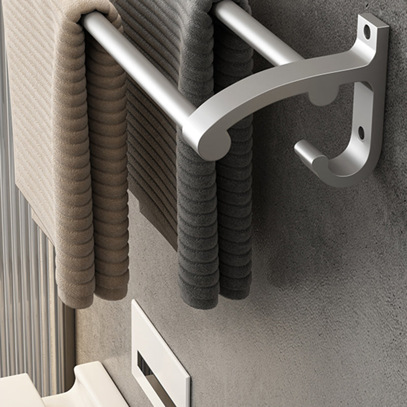 Contemporary Silver Metal Bath Hardware Set with Triangle Bath Shelf