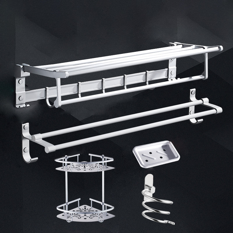 Contemporary Bathroom Accessories Hardware Set in Metal with Soap Dish