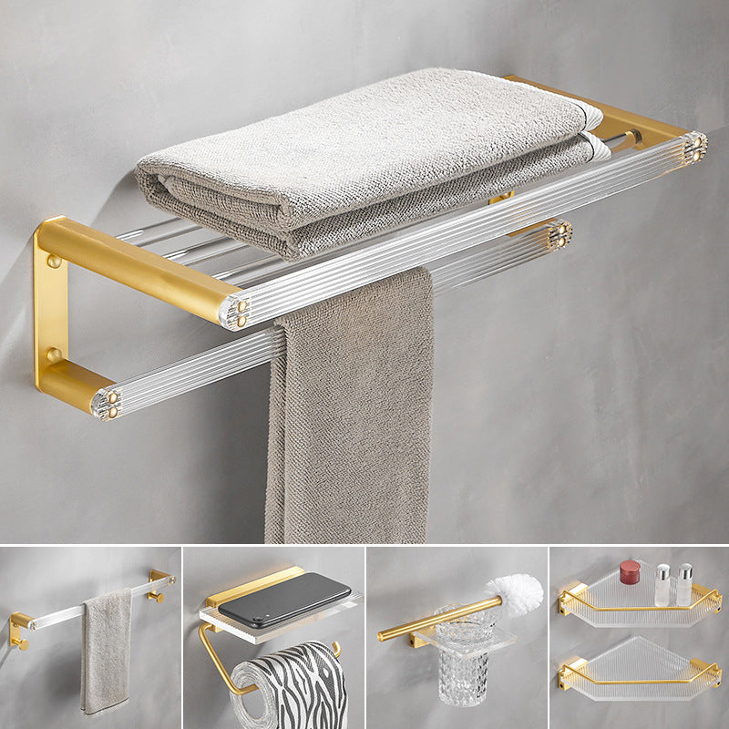 Bathroom Accessory Set in Gold Metal and Acrylic Bath Hardware Set