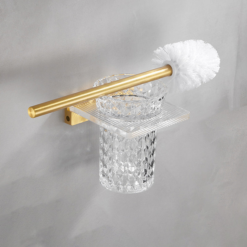 Bathroom Accessory Set in Gold Metal and Acrylic Bath Hardware Set