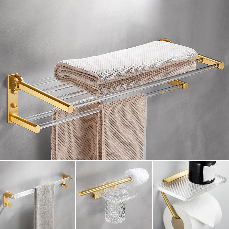 Bathroom Accessory Set in Gold Metal and Acrylic Bath Hardware Set