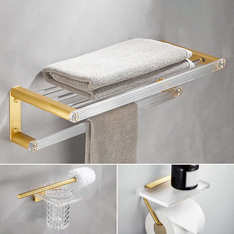 Bathroom Accessory Set in Gold Metal and Acrylic Bath Hardware Set