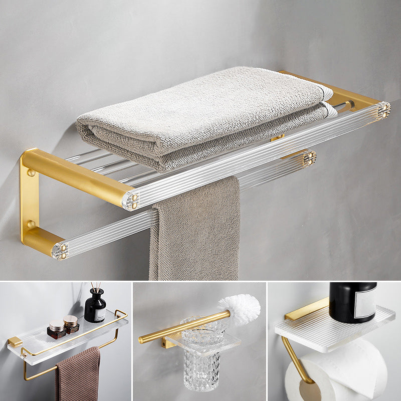 Bathroom Accessory Set in Gold Metal and Acrylic Bath Hardware Set