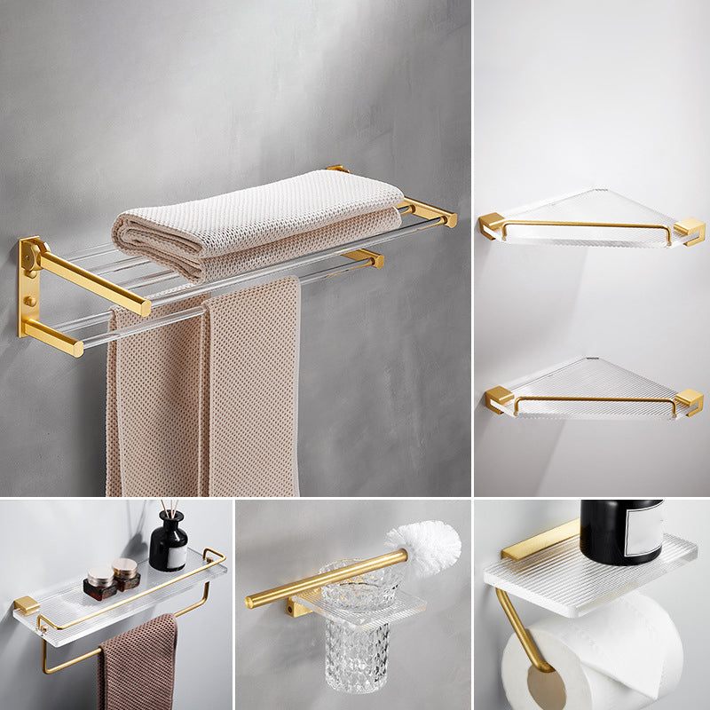 Bathroom Accessory Set in Gold Metal and Acrylic Bath Hardware Set