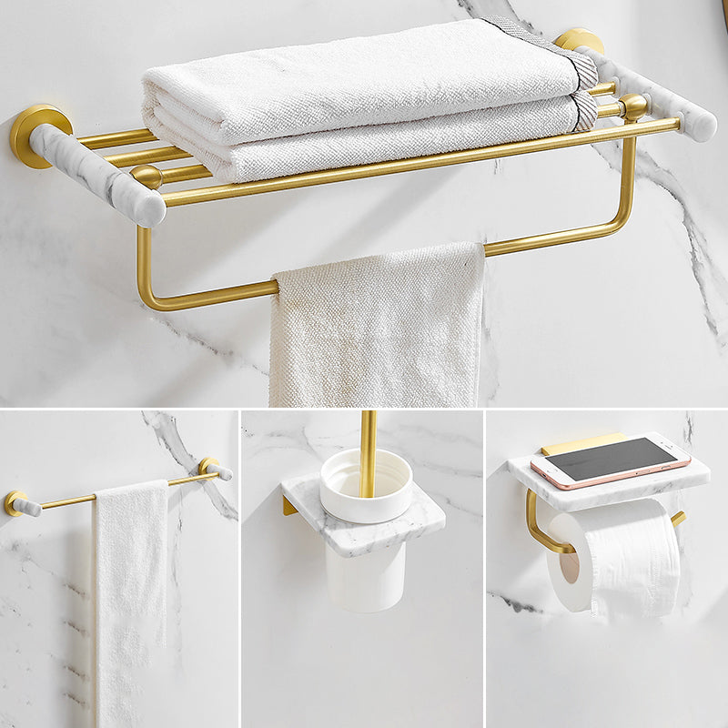 7 Piece Bathroom Accessory Set Marble and Metal Bathroom Hardware