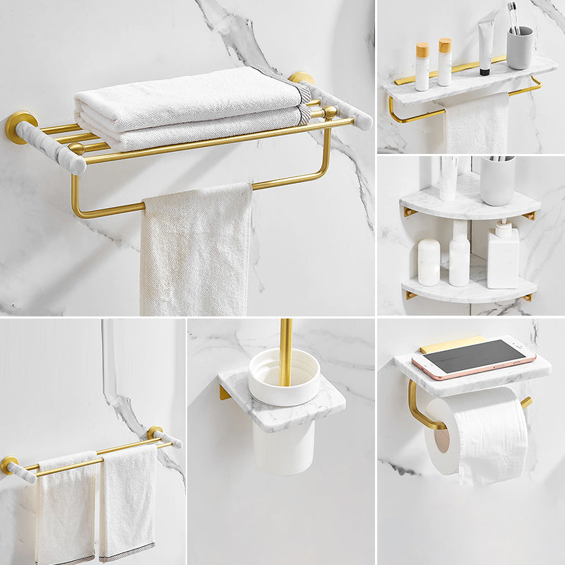 7 Piece Bathroom Accessory Set Marble and Metal Bathroom Hardware