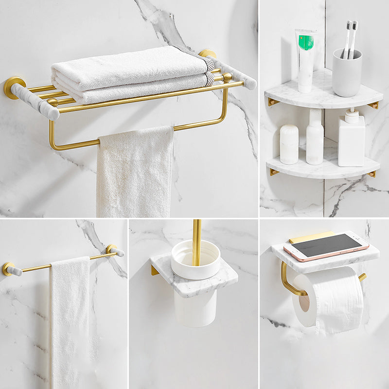 7 Piece Bathroom Accessory Set Marble and Metal Bathroom Hardware