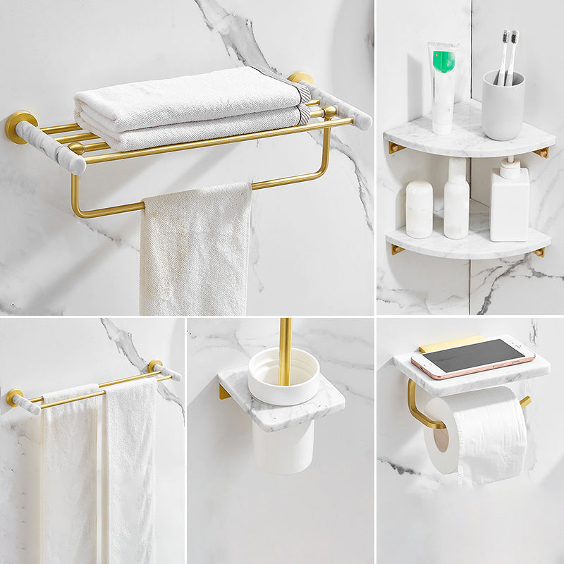 7 Piece Bathroom Accessory Set Marble and Metal Bathroom Hardware
