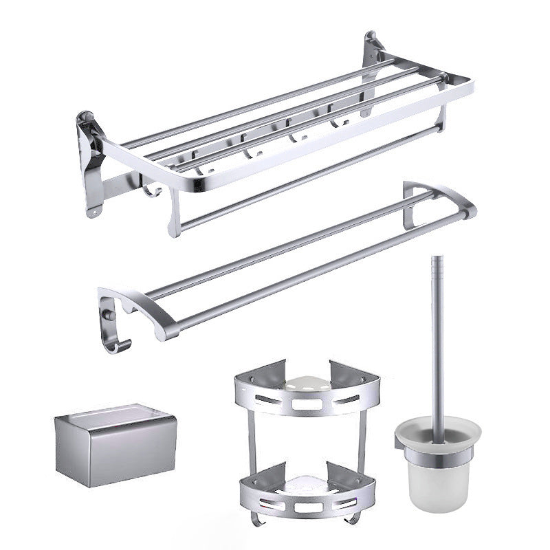 Contemporary Metal 5 - Piece Bathroom Accessory Set with Bath Shelf