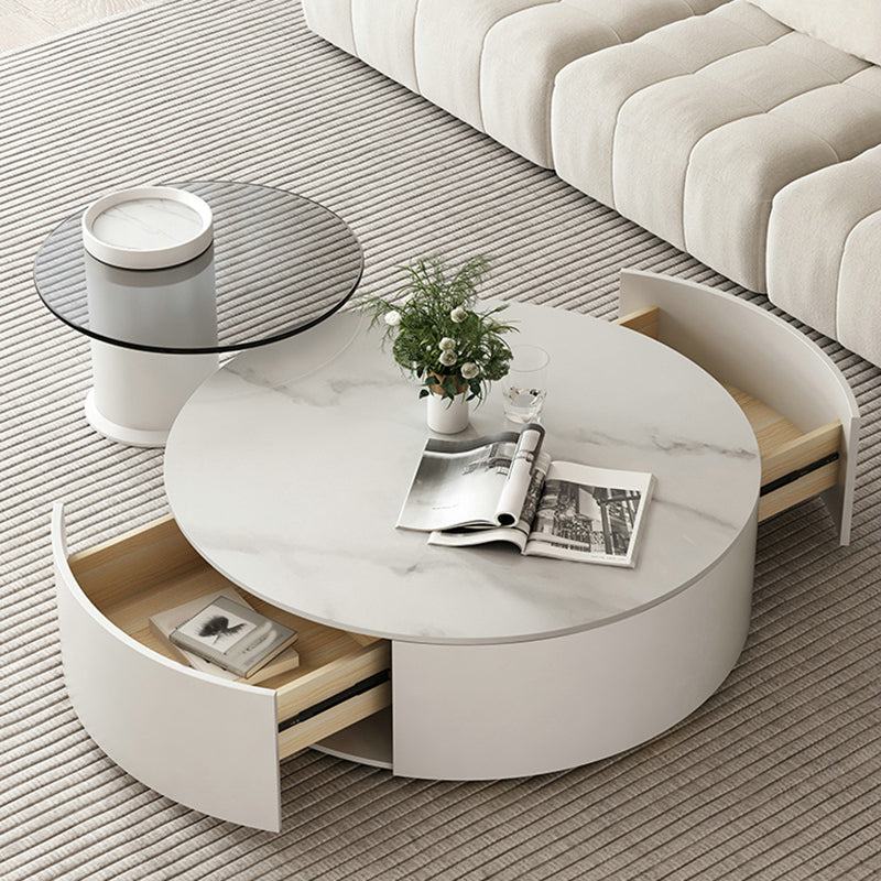 Slate Top Coffee Table Set Frame Cocktail Table with 2 Storage Drawers