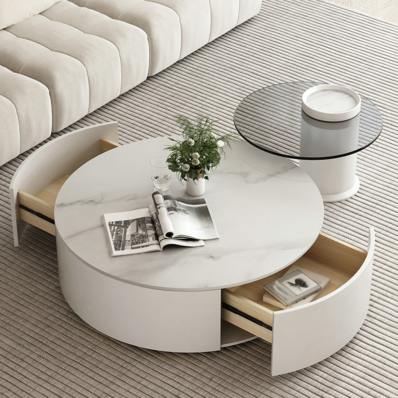 Slate Top Coffee Table Set Frame Cocktail Table with 2 Storage Drawers