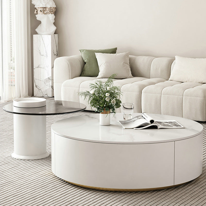Slate Top Coffee Table Set Frame Cocktail Table with 2 Storage Drawers