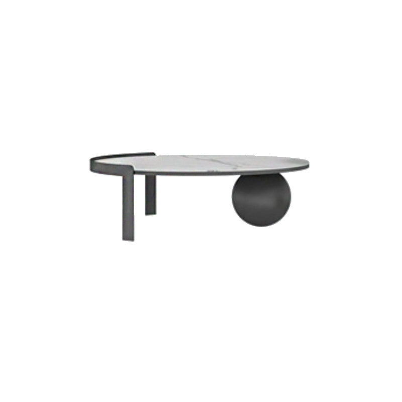 Round Stone Coffee Table Set Stainless Steel Simple Cocktail Table