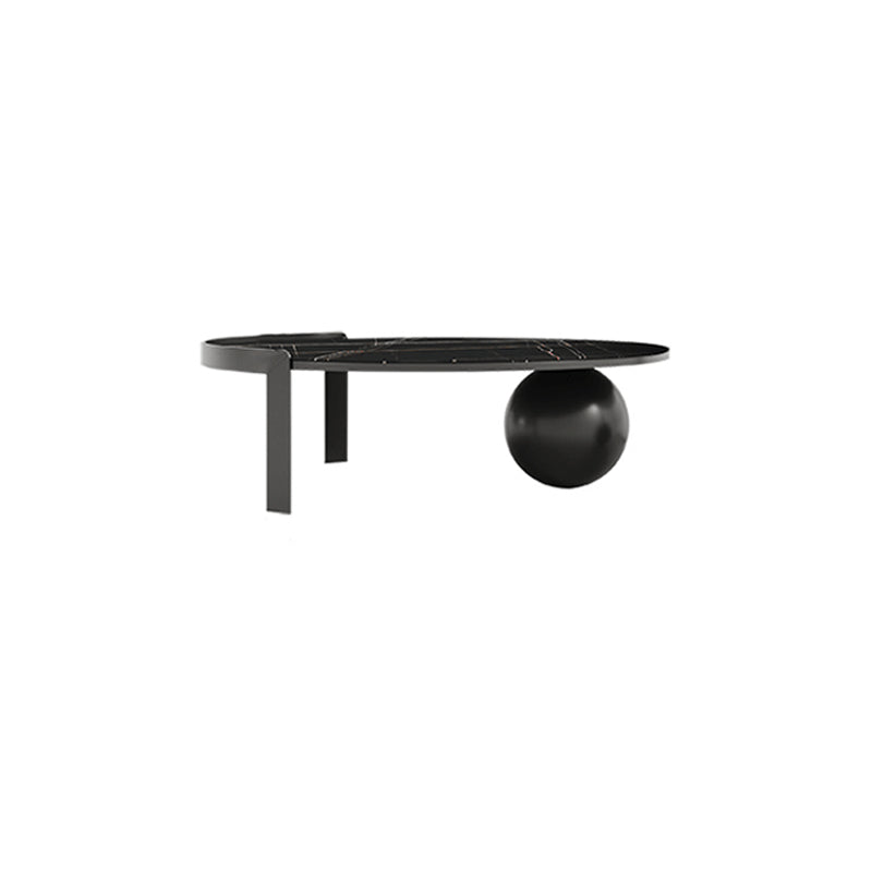 Round Stone Coffee Table Set Stainless Steel Simple Cocktail Table