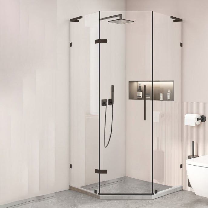 Black Semi Frameless Glass Shower Door Hinged Shower Bath Door