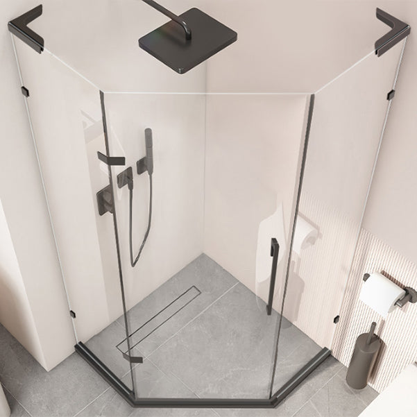 Black Semi Frameless Glass Shower Door Hinged Shower Bath Door