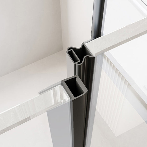 Black Semi Frameless Glass Shower Door Hinged Shower Bath Door