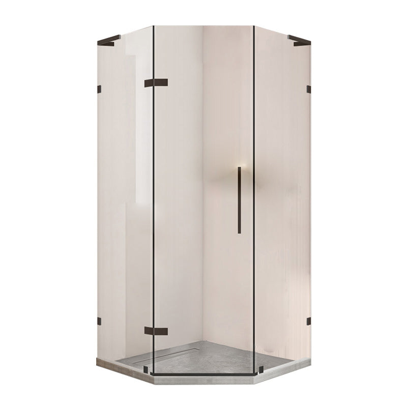 Black Semi Frameless Glass Shower Door Hinged Shower Bath Door