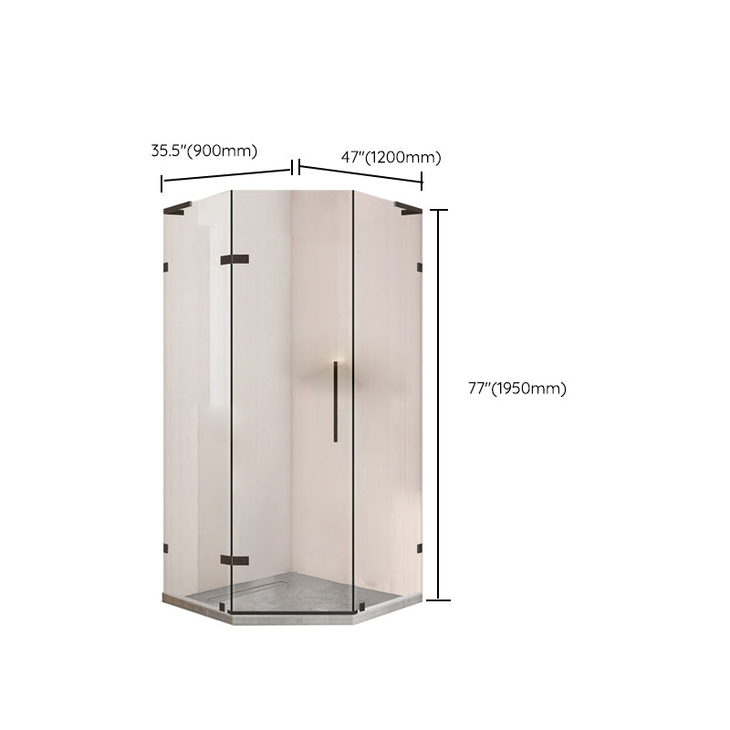 Black Semi Frameless Glass Shower Door Hinged Shower Bath Door