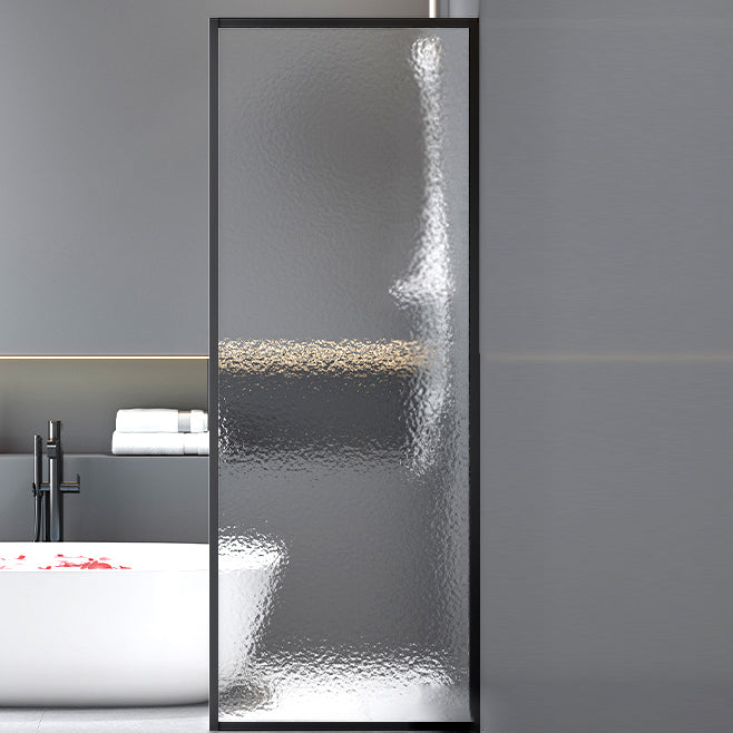 Fixed Semi Partition Shower Screen Black Full Frame Tempered Glass Shower Door