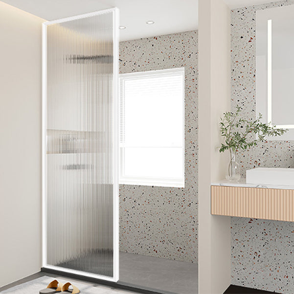 Fixed Shower Screen White Full Frame Tempered Glass Shower Door