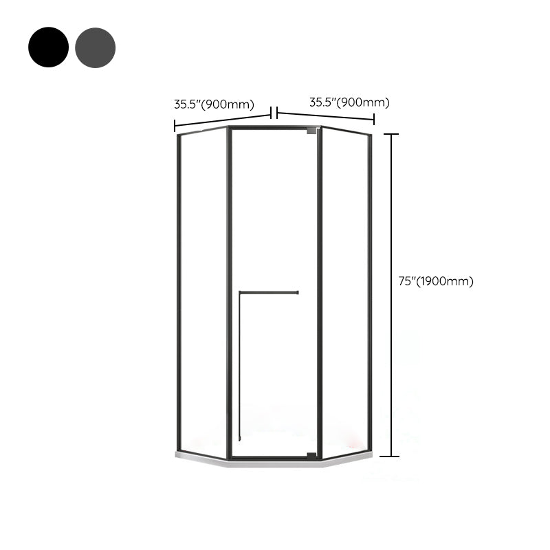 Pivot Diamond-shaped Shower Room Frame Tempered Swing Shower Door
