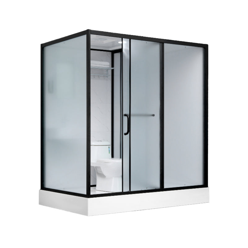 Shower Enclosure Clear Framed Single Sliding Rectangle Black Shower Stall