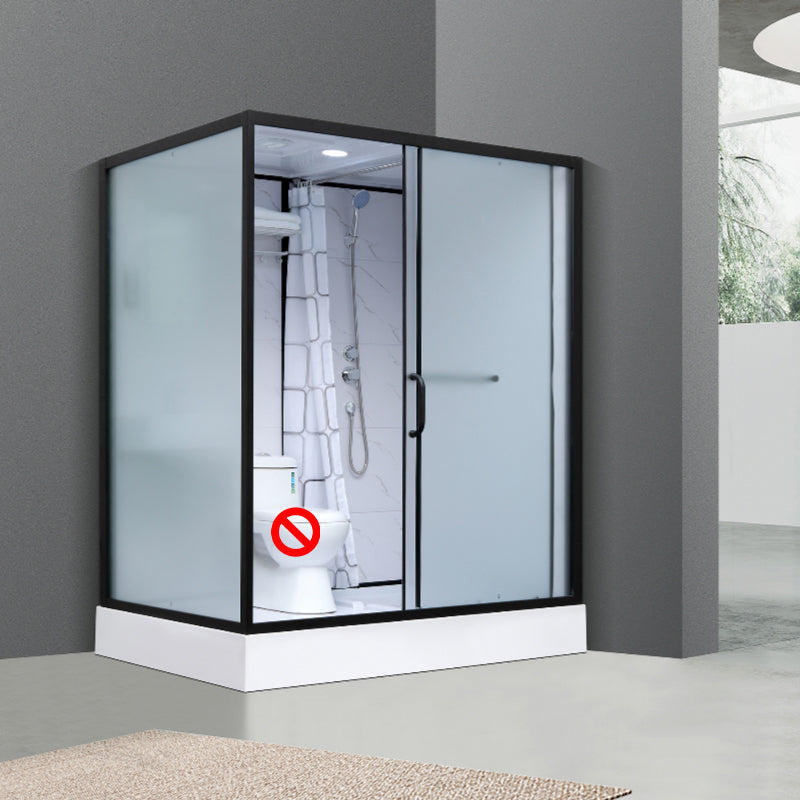 Shower Enclosure Clear Framed Single Sliding Rectangle Black Shower Stall