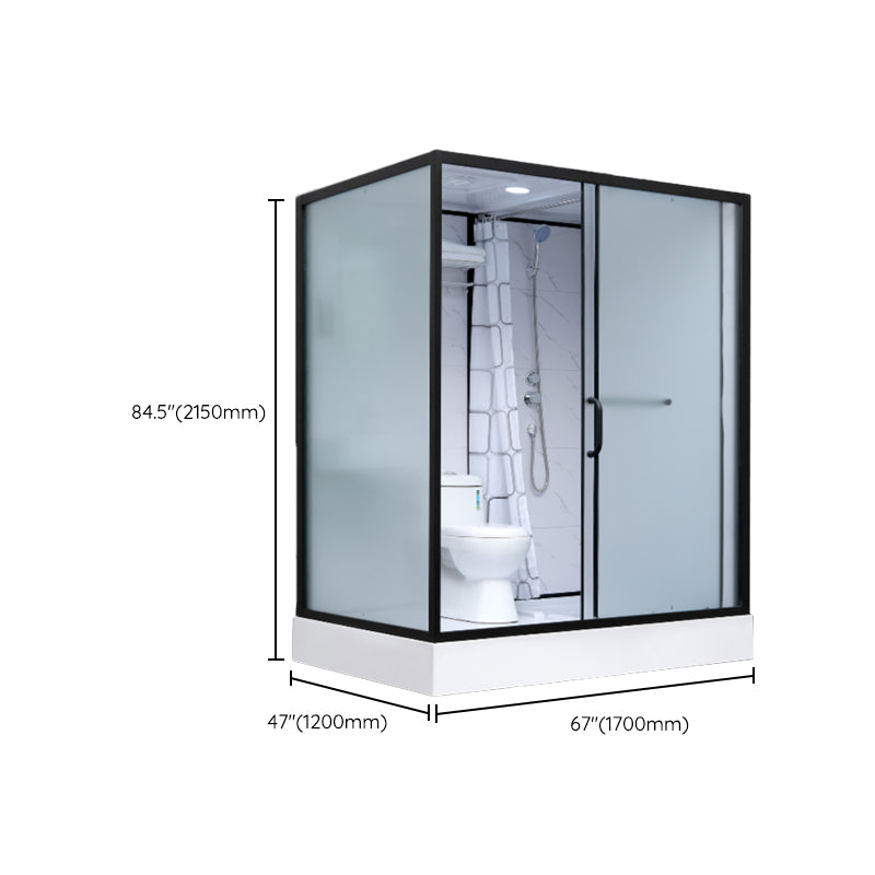 Shower Enclosure Clear Framed Single Sliding Rectangle Black Shower Stall