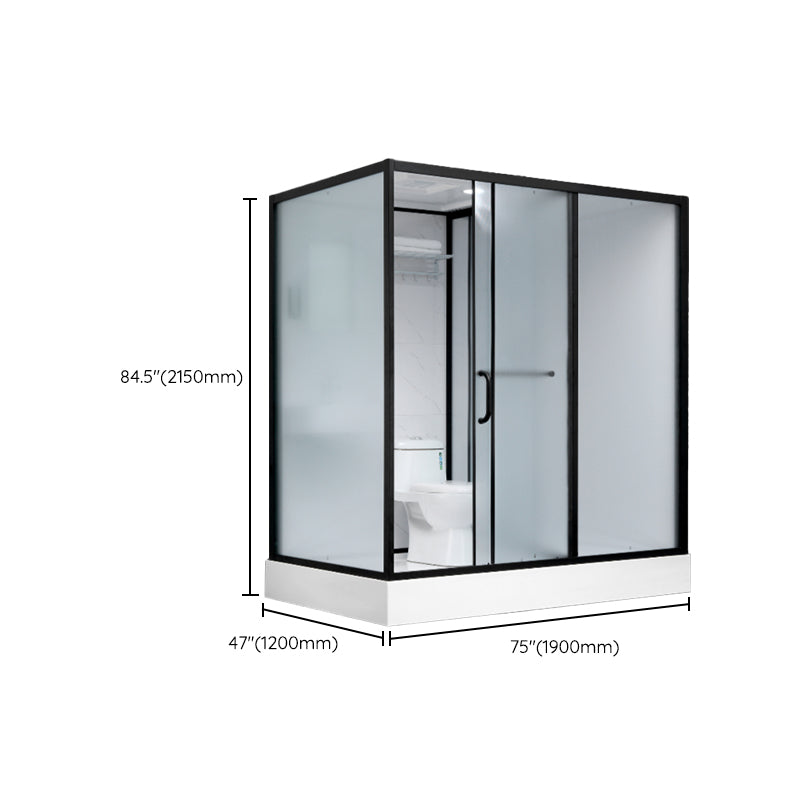 Shower Enclosure Clear Framed Single Sliding Rectangle Black Shower Stall