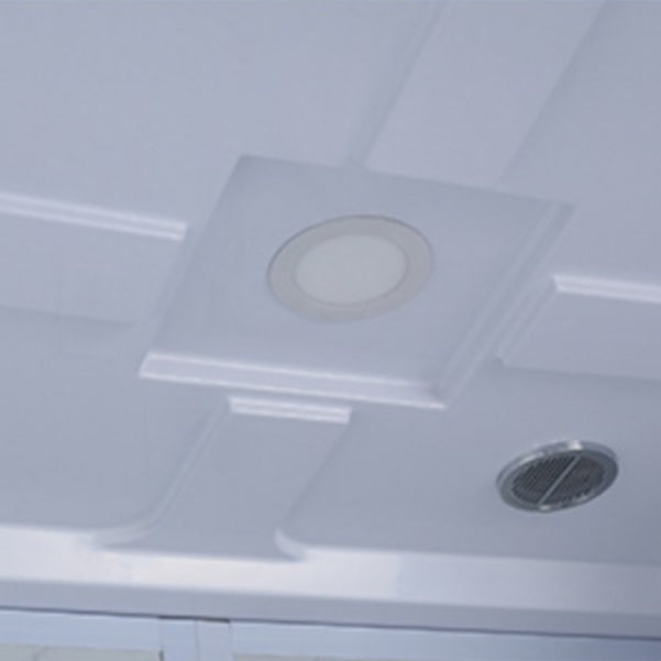 Shower Stall Semi-Frameless Single Sliding Rectangle White Frosted Shower Enclosure